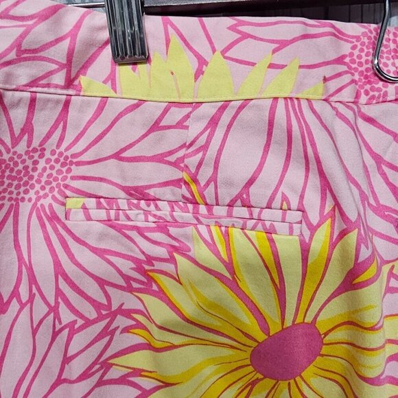 Pink Yellow Floral Chinos Wide Leg Boho Hippie Granola Festival Beach 12 - Picture 7 of 10